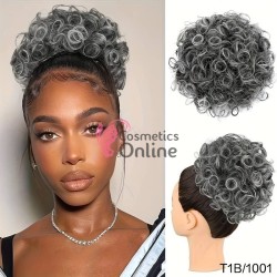 Coc modern din par artificial cu elastic W80310280 Brunet cu suvite Silver - NEW